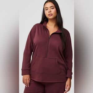 torrid Maroon Half-Zip Pullover Sweatshirt